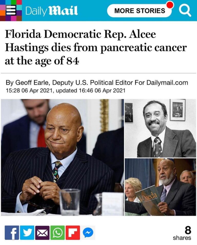 Read more about the article Write a caption… Florida Democratic Rep. Alcee Hastings dies from pancreatic c