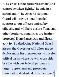 Read more about the article By deploying National Guard assets, the Governor will allow me to deploy more fi