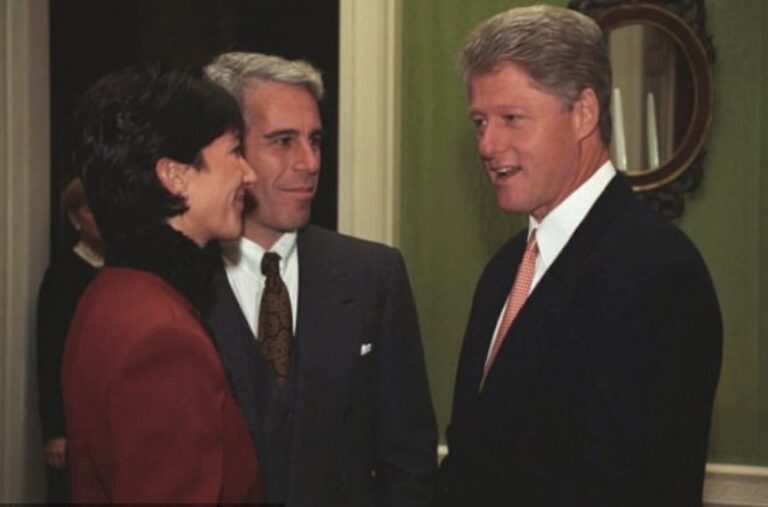 Read more about the article When the president met the pedophile: Bill Clinton shakes hands with Jeffrey Epstein as Ghislaine Maxwell grins during VIP tour of the White House