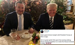 Read more about the article Ted Cruz dines with Trump at Mar-a-Lago to discuss ‘working together to re-take