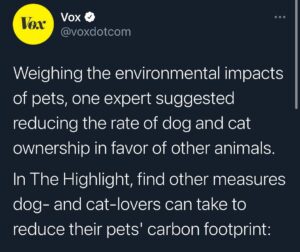 Read more about the article Lol “reduce [your] pets’ carbon footprint”