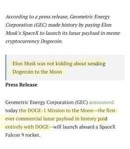 Read more about the article Ohhh I get it now.

When Elon said he was gonna send Doge Coin to the moon, he m