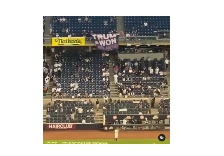 Read more about the article GLORIOUS! Huge “TRUMP WON” Banner Lowered in Yankee Stadium at Tonight’s Game
