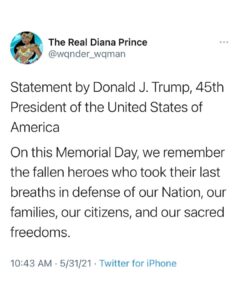 Read more about the article HAPPY MEMORIAL DAY! A message from Trump.
Sorry I’ve been MIA; will be back to
