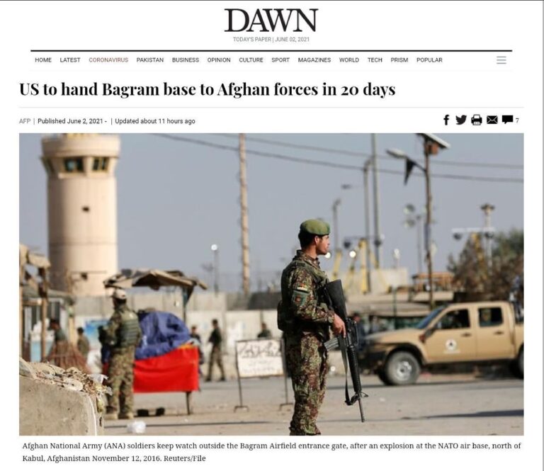 Read more about the article US to hand Bagram base to Afghan forces in 20 days
KABUL: The US military will h