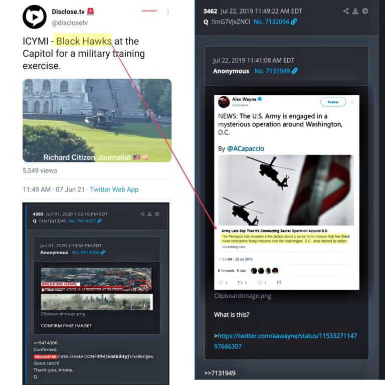 Read more about the article Q has pointed out Black Hawks in DC before.