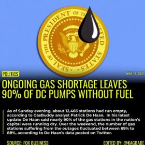 Read more about the article Gasoline shortages continue to plague much of the East Coast, leaving a majority