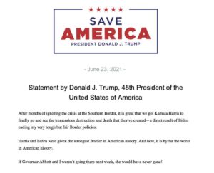 Read more about the article INBOX – Trump on the upcoming Harris border visit.