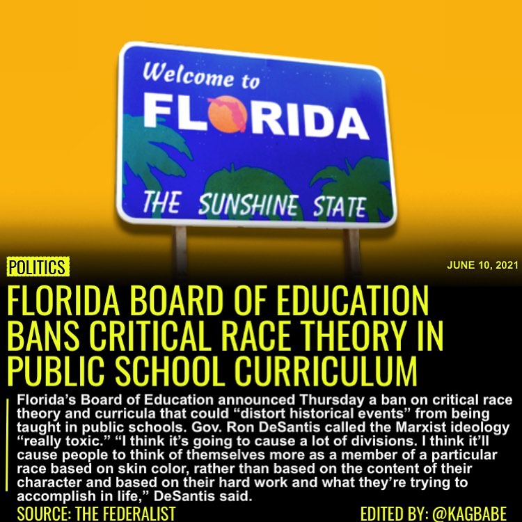 Read more about the article Florida’s Board of Education announced Thursday a ban on critical race theory an