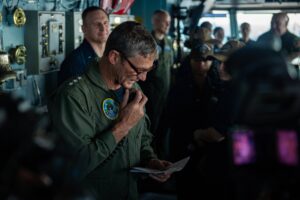 Read more about the article #ICYMI @VADMWoodyLewis Commander, U.S. 2nd Fleet, embarked on @TheCVN69 and made