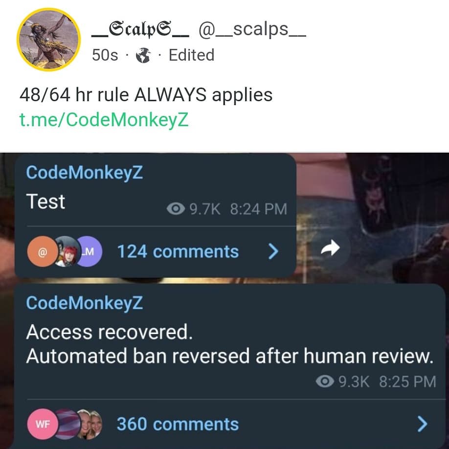 Automated Error. CM telegram access returned