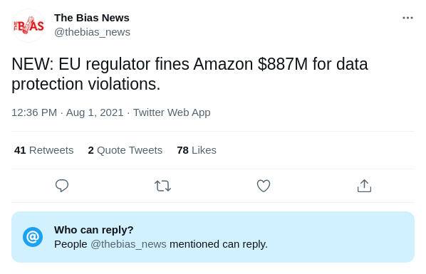 Read more about the article NEW: EU regulator fines Amazon $887M for data protection violations.