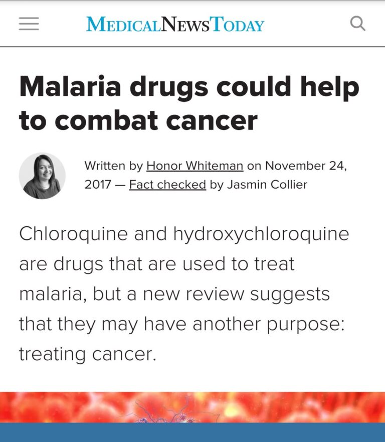 Read more about the article REPORT:  The U.S. Government thinks Hydroxichloroquine might  cure cancer.