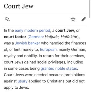 Read more about the article 1. Have you ever heard of the term “Hoftjude”… it means “Court Jews”. Nobility h