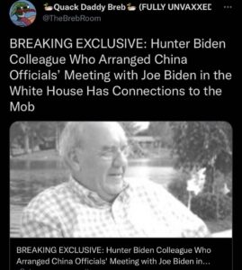 Read more about the article BREAKING EXCLUSIVE: Hunter Biden Colleague Who Arranged China Officials’ Meeting with Joe Biden in the White House Has Connections to the Mob