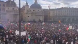 Read more about the article Massive protest in Rome, Italy against the vaccine pass.

Starting October 15, t