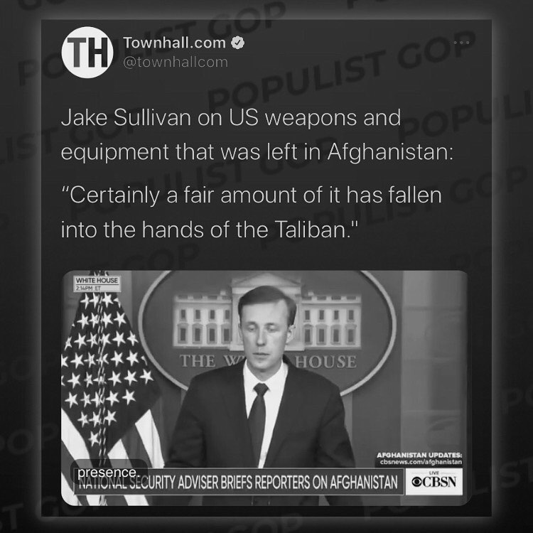 Read more about the article Jake Sullivan on US weapons and equipment that was left in Afghanistan:

“Certai