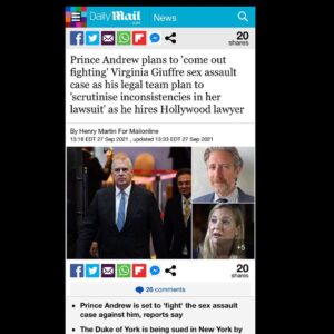 Read more about the article Prince Andrew plans to ‘come out fighting’ Virginia Giuffre sex assault case as his legal team plan to ‘scrutinise inconsistencies in her lawsuit’ as he hires Hollywood lawyer