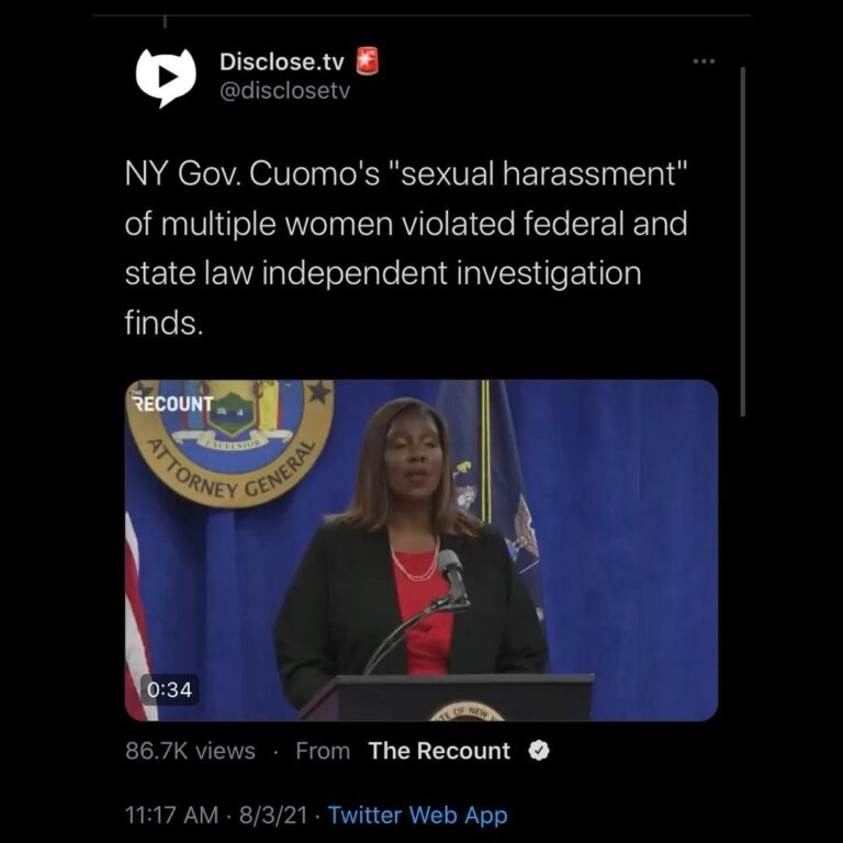 Read more about the article NY Gov. Cuomo’s “sexual harassment” of multiple women violated federal and state law independent investigation finds.