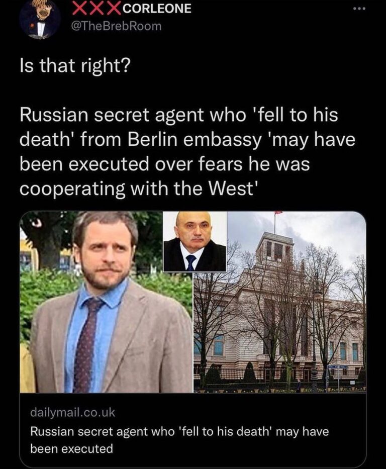 Read more about the article Russian secret agent who ‘fell to his death’ from Berlin embassy ‘may have been executed over fears he was cooperating with the West’