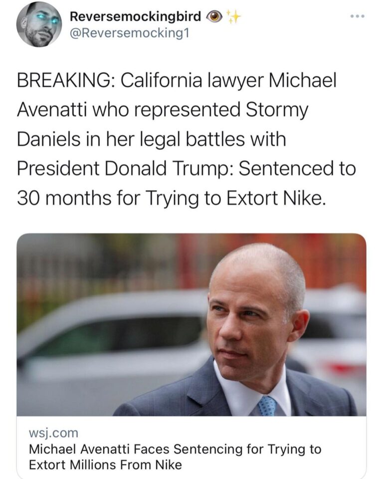 Read more about the article BREAKING: California lawyer Michael Avenatti who represented Stormy Daniels in her legal battles with President Donald Trump: Sentenced to 30 months for Trying to Extort Nike.