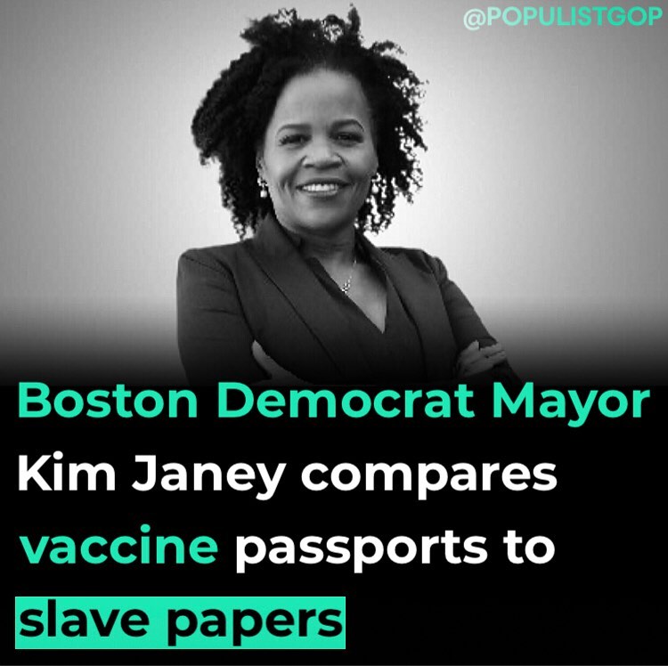 Read more about the article Boston Democrat Mayor Kim Janey compares vaccine passports to slave papers