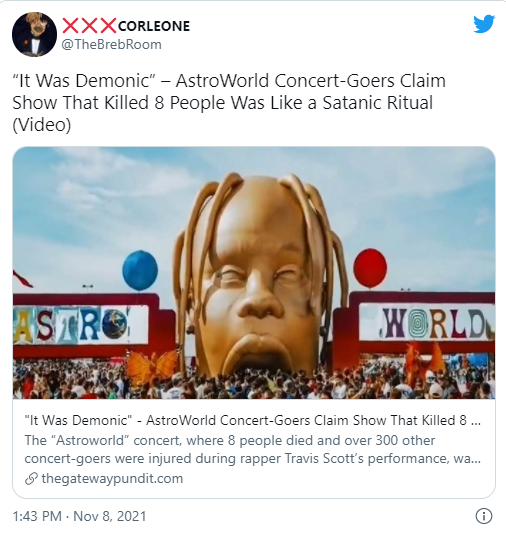 Read more about the article “It Was Demonic” – AstroWorld Concert-Goers Claim Show That Killed 8 People Was Like a Satanic Ritual (Video)