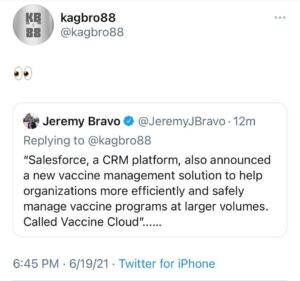 Read more about the article “Salesforce, a CRM platform, also announced a new vaccine management solution to help organizations more efficiently and safely manage vaccine programs at larger volumes. Called Vaccine Cloud”