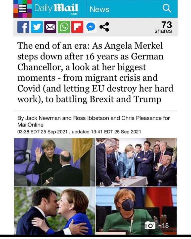 Read more about the article The end of an era: As Angela Merkel steps down after 16 years as German Chancellor, a look at her biggest moments – from migrant crisis and Covid (and letting EU destroy her hard work), to battling Brexit and Trump