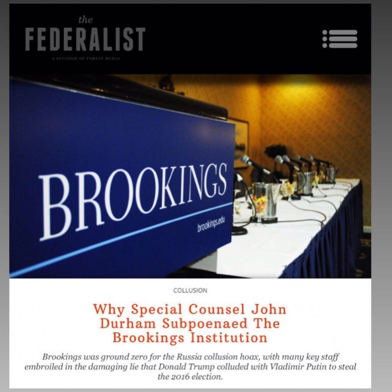 Read more about the article Why Special Counsel John Durham Subpoenaed The Brookings Institution