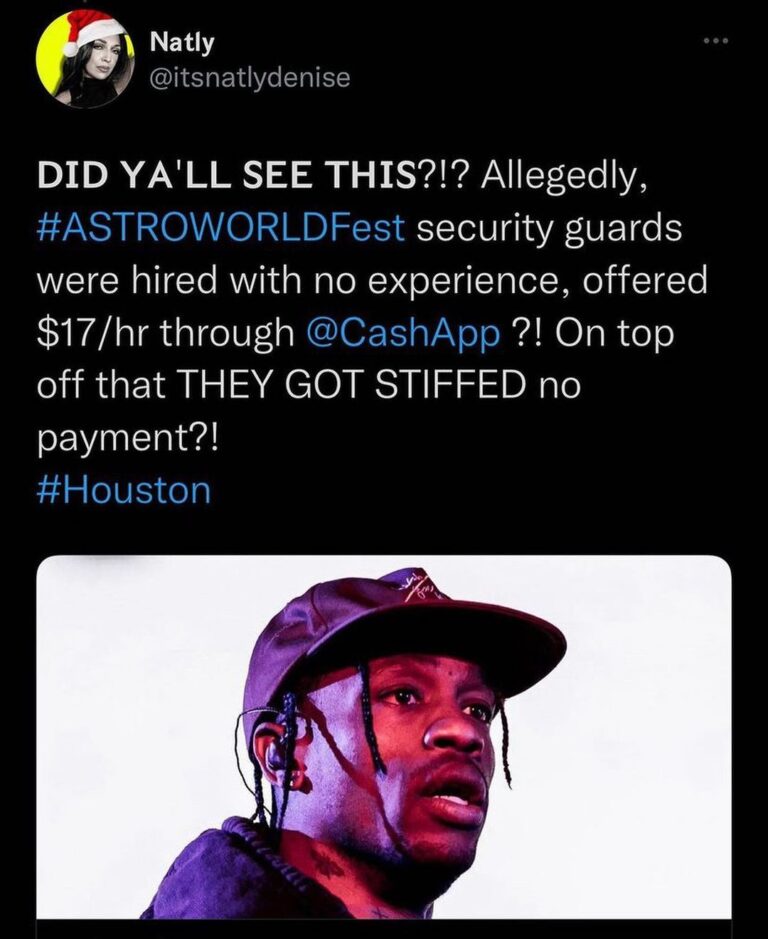 Read more about the article ASTROWORLD Fest security guards were hired with no experience, offered $17/hr through CashApp?! On top off that THEY GOT STIFFED no payment?!