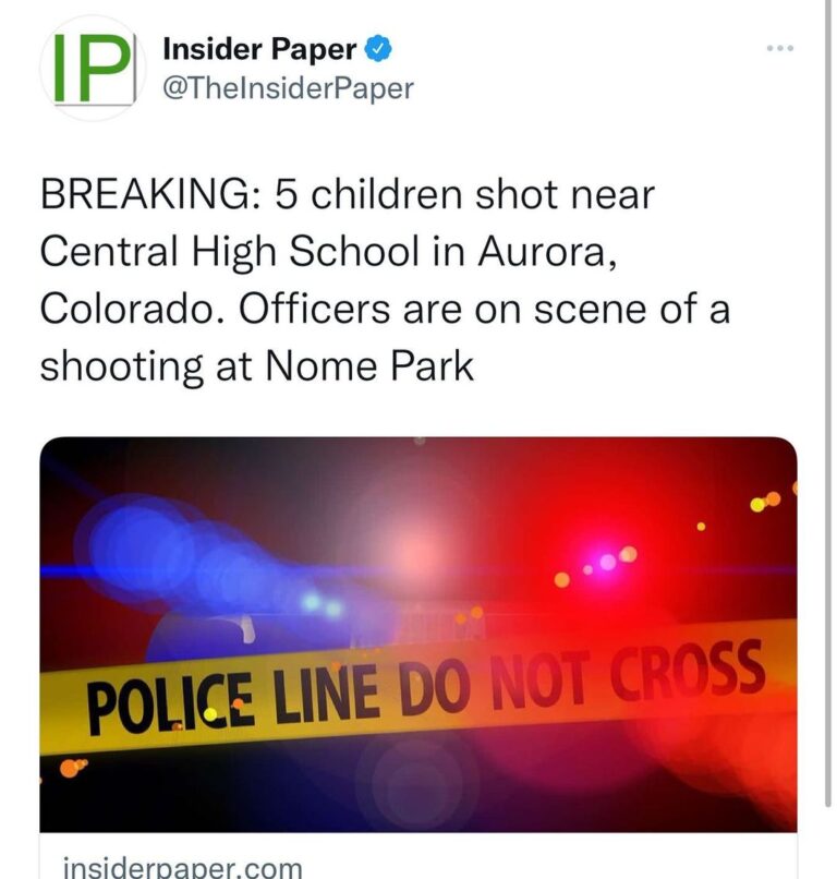 Read more about the article BREAKING: 5 children shot near Central High School in Aurora, Colorado. Officers are on scene of a shooting at Nome Park