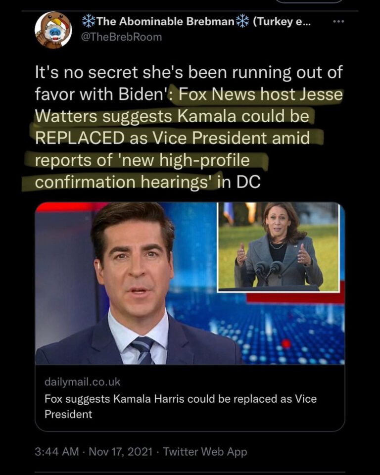 Read more about the article It’s no secret she’s been running out of favor with Biden’/ Fox News host Jesse Watters suggests Kamala could be3 REPLACED as Vice President amid’ reports of ‘new high-profile confirmation hearings ‘in DC