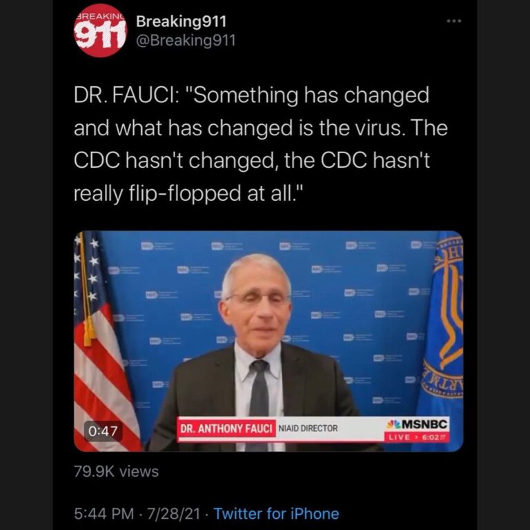 Read more about the article DR. FAUCI: “Something has changed and what has changed is the virus. The CDC hasn’t changed, the CDC hasn’t really flip-flopped at all.”