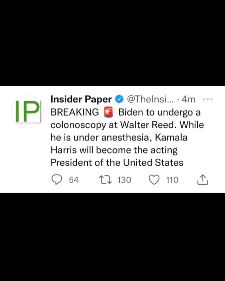 Read more about the article BREAKING a Biden to undergo a colonoscopy at Walter Reed. While he is under anesthesia, Kamala Harris will become the acting President of the United States – Saw this coming lol