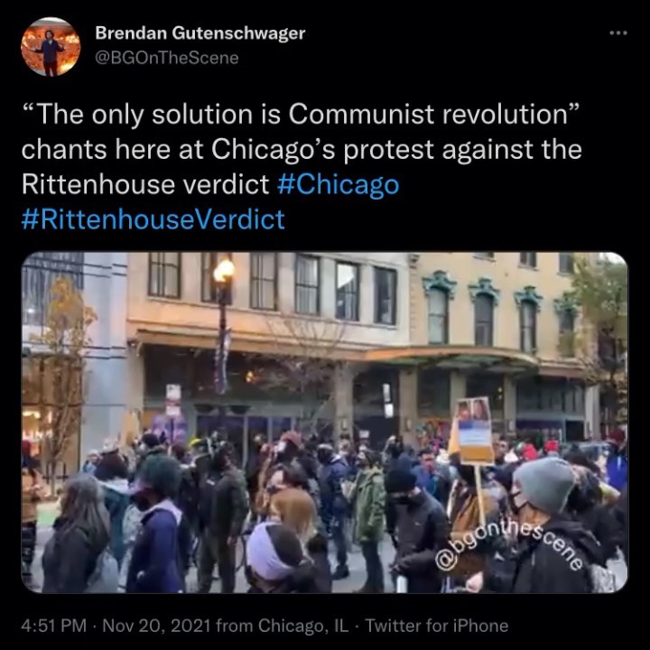 Read more about the article “The only solution is Communist revolution” chants here at Chicago’s protest against the Rittenhouse verdict #Chicago #RittenhouseVerdict