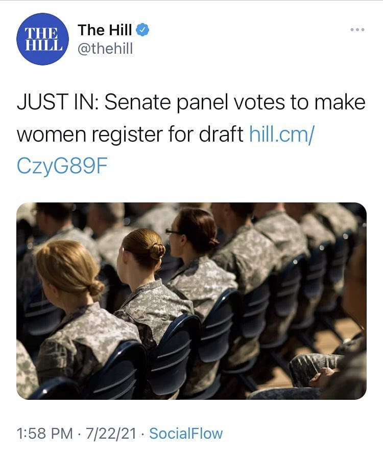 You are currently viewing JUST IN: Senate panel votes to make women register for draft hill