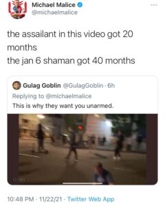 Read more about the article CAUTION: disturbing – the assailant in this video got 20 months the jan 6 shaman got 40 months