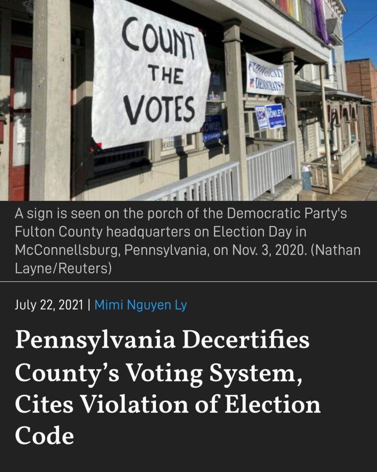 Read more about the article Pennsylvania’s top election official has decertified the voting system of rural