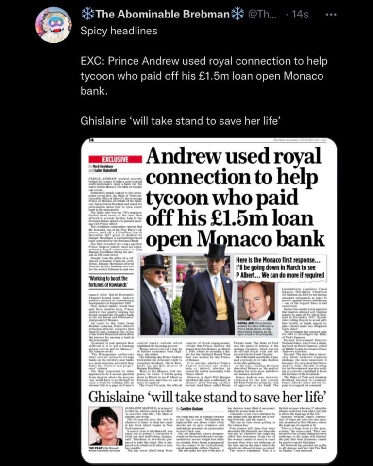 Read more about the article Absolutely spicyPrince Andrew and Maxwell made the front page together without