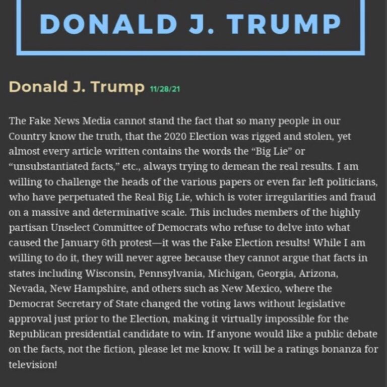 Read more about the article WE COMIN – New Message From Donald Trump: The Fake News Media cannot stand the fact that so many people in our Country know the truth…