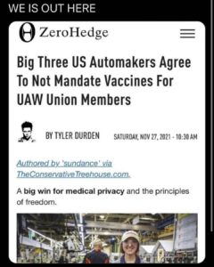 Read more about the article WE IS OUT HERE: Big Three US Automakers Agree To Not Mandate Vaccines For UAW Union Members