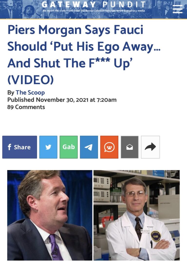 Read more about the article Piers Morgan Says Fauci Should ‘Put His Ego Away… And Shut The F* ** Up’ (VIDEO)