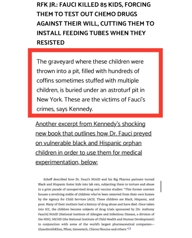 Read more about the article Who knows where the bodies are buried? – SHOCKING: RFK Jr. Claims Fauci Killed, Tortured, Poor Minority Orphans in 1980s