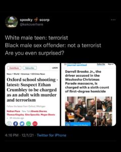 Read more about the article White male teen: terrorist Black male sex offender: not a terrorist Are you even surprised?
