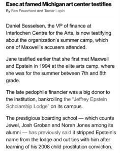 Read more about the article Epstein Had Hos Own Lodge at Interlochen’s Prestigious Arts Camp for Kids
