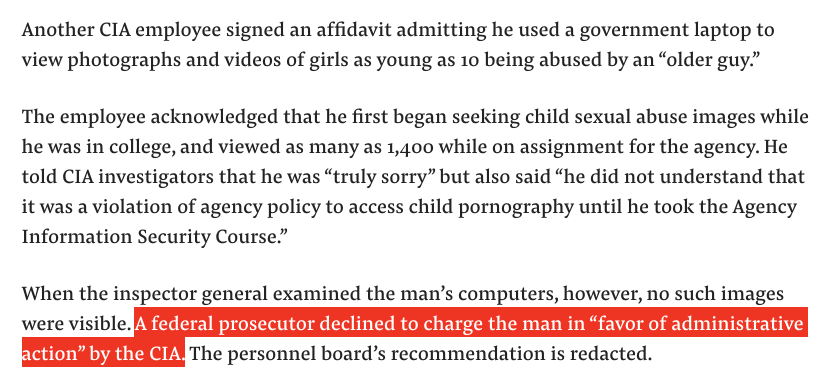 You are currently viewing CIA employee signed an affidavit, admitting he used a government laptop to view as many as 1,400 photographs and videos of girls as young as 10 being abused by an “older guy.”