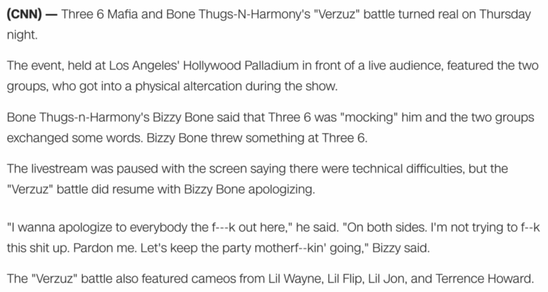 Read more about the article Three-6 Mafia and Bone get into staged altercation at Verzuz, December 2, 2021