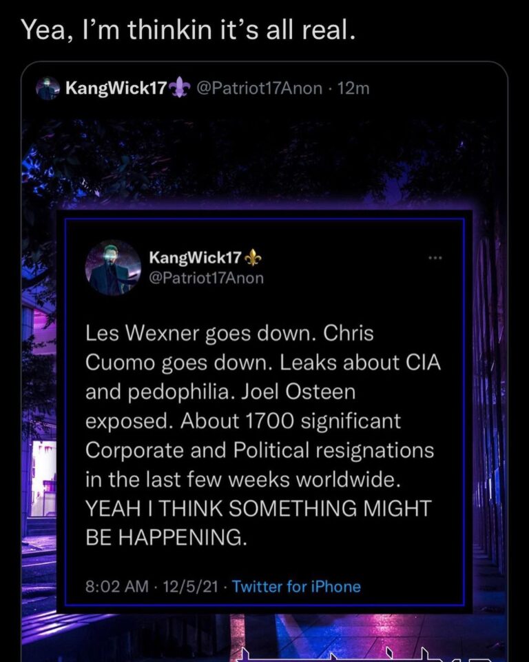 Read more about the article Les Wexner goes down. Chris Cuomo goes down. Leaks about CIA and pedophilia. Joel Osteen exposed. About 1700 significant Corporate and Political resignations in the last few weeks worldwide.