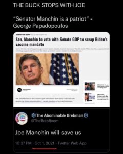 Read more about the article THE BUCK STOPS WITH JOE “Senator Manchin is a patriot” George Papadopoulos